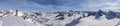 Panorama view of winter mountain landscape in the Swiss Alps near Klosters Royalty Free Stock Photo