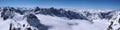 Panorama view of winter mountain landscape in the Swiss Alps near Klosters Royalty Free Stock Photo