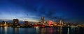 Panorama view of Yokohama Minato Mirai 21 buildings from Osanbashi pier Royalty Free Stock Photo