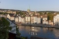 Panorama View Of Zurich Old Town And The River Limmat From The Lindenhof Square