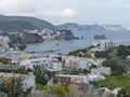 Panorama of a village in a  bay to Ponza in Italy. Royalty Free Stock Photo