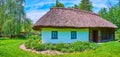 Panorama with the village hata house, Pereiaslav Scansen, Ukraine