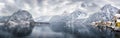 Panorama of the village and lake Hallstatt in the Austrian Alps Royalty Free Stock Photo