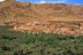 Panorama of a village among Moroccan hills Royalty Free Stock Photo