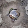 Panorama village square flagging cloudy sky ball hole around Royalty Free Stock Photo