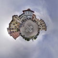 Panorama village square flagging cloudy sky ball hole around Royalty Free Stock Photo