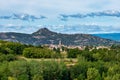 Panorama of the village Vallon Pont d`Arc in Ardeche, France