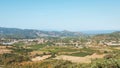 Panorama of the village Vallon Pont d`Arc and the ArdÃÂ¨che mount Royalty Free Stock Photo