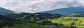 Panorama of the villiage at the karpatian mountains Royalty Free Stock Photo