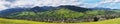 Panorama of the villiage at the karpatian mountains Royalty Free Stock Photo