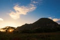 Panorama of the Vinales Valley with the Mogotes at sunrise