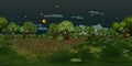 Panorama virtual reaility background of forest at night