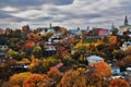 Panorama of Vladimir town, Russia. Autumn nature. Royalty Free Stock Photo