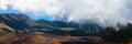 Panorama of the volcanic crater and caldera at Haleakala National Park on the island of Maui in Hawaii Royalty Free Stock Photo