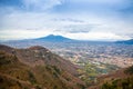 Panorama of volcano Vesuvio and Pompei in the evening, Italy Royalty Free Stock Photo