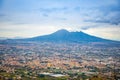 Panorama of volcano Vesuvio and Pompei in the evening, Italy Royalty Free Stock Photo