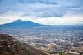 Panorama of volcano Vesuvio and Pompei in the evening, Italy Royalty Free Stock Photo