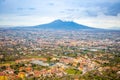 Panorama of volcano Vesuvio and Pompei in the evening, Italy Royalty Free Stock Photo