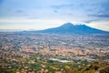 Panorama of volcano Vesuvio and Pompei in the evening, Italy Royalty Free Stock Photo