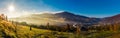 Panorama of Volovets town in Carpathian mountains Royalty Free Stock Photo