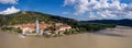 Panorama of Wachau valley Danube river near Duernstein village in Lower Austria Royalty Free Stock Photo