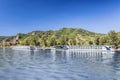 Panorama of Wachau valley Unesco world heritage site with ship on Danube river against Durnstein village in Lower Austria, Royalty Free Stock Photo