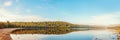 Panorama of Warren lake in the fall Royalty Free Stock Photo