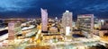 Panorama of Warsaw city center during the night, Poland Royalty Free Stock Photo