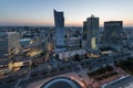 Panorama of Warsaw city center during sundown Royalty Free Stock Photo