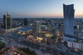 Panorama of Warsaw city center during sundown Royalty Free Stock Photo