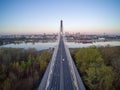 View on Warsaw city centre and the Swietokrzyski bridge..