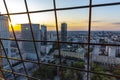 Panorama of Warsaw downtown during the sunset. Royalty Free Stock Photo