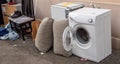 Panorama washing machine and laundry recycling Royalty Free Stock Photo