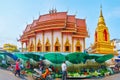 Panorama of Wat Mung Muang Temple with its main hall and Chedi, Chiang Rai, Thailand