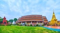 Panorama of Wat Phra That Hariphunchai Royal Monastery, Lamphun, Thailand Royalty Free Stock Photo