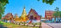 Panorama of Wat Phra Singh, Chiang Mai, Thailand Royalty Free Stock Photo