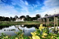 Panorama of Wat Uposatharam by the Sakae Krang River