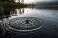Panorama water ripples from a drop of water in the dark Royalty Free Stock Photo
