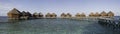 Panorama of water villas, Mirihi, Maldives Royalty Free Stock Photo