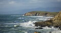 Panorama of waves crashing on the California coast near San Francisco