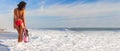 Panoramic Rear View Bikini Woman Girl At Beach Royalty Free Stock Photo