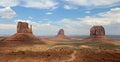 Panorama with West Mitten Butte, East Mitten Butte und Merrick Butte in Monument Valley Royalty Free Stock Photo