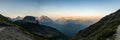 Panorama of The Western Mountains In Glacier With McDonald Creek Flowing In The Valley Royalty Free Stock Photo