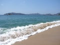 Panorama of white waves at bay of ACAPULCO city in Mexico and Pacific Ocean landscape Royalty Free Stock Photo