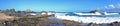 Panorama from the wild north east coast on Aruba island