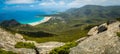 Panorama of Wilsons prom with the shadows of clouds on the ground Royalty Free Stock Photo