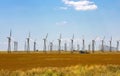 panorama wind farm in Russia on the field in summer