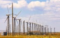 panorama wind farm in Russia on the field in summer