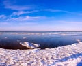 Panorama of winter Baltic Sea with snow and ice