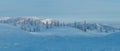 Panorama of Winter landscape of snow-capped mountains. Royalty Free Stock Photo
